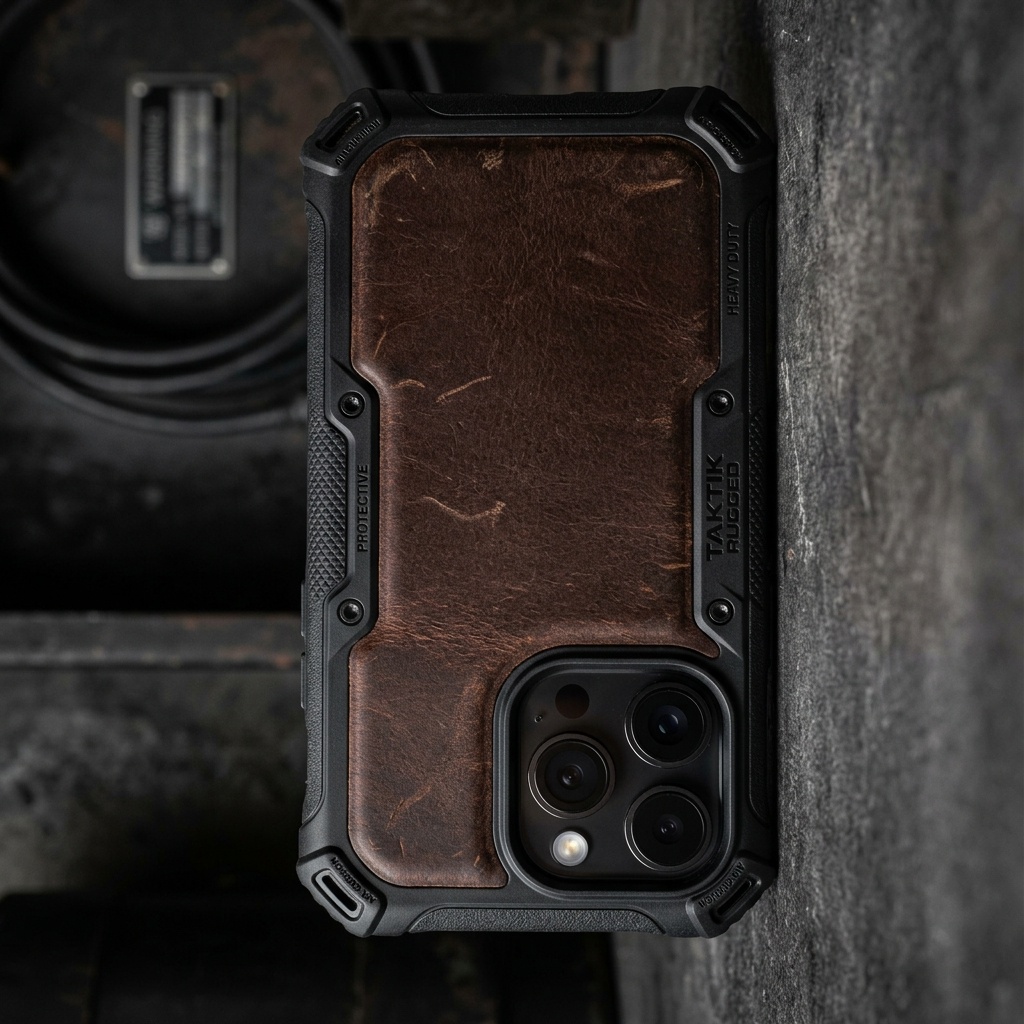 Funda Armor Dark con Placa Cuero Envejecido
