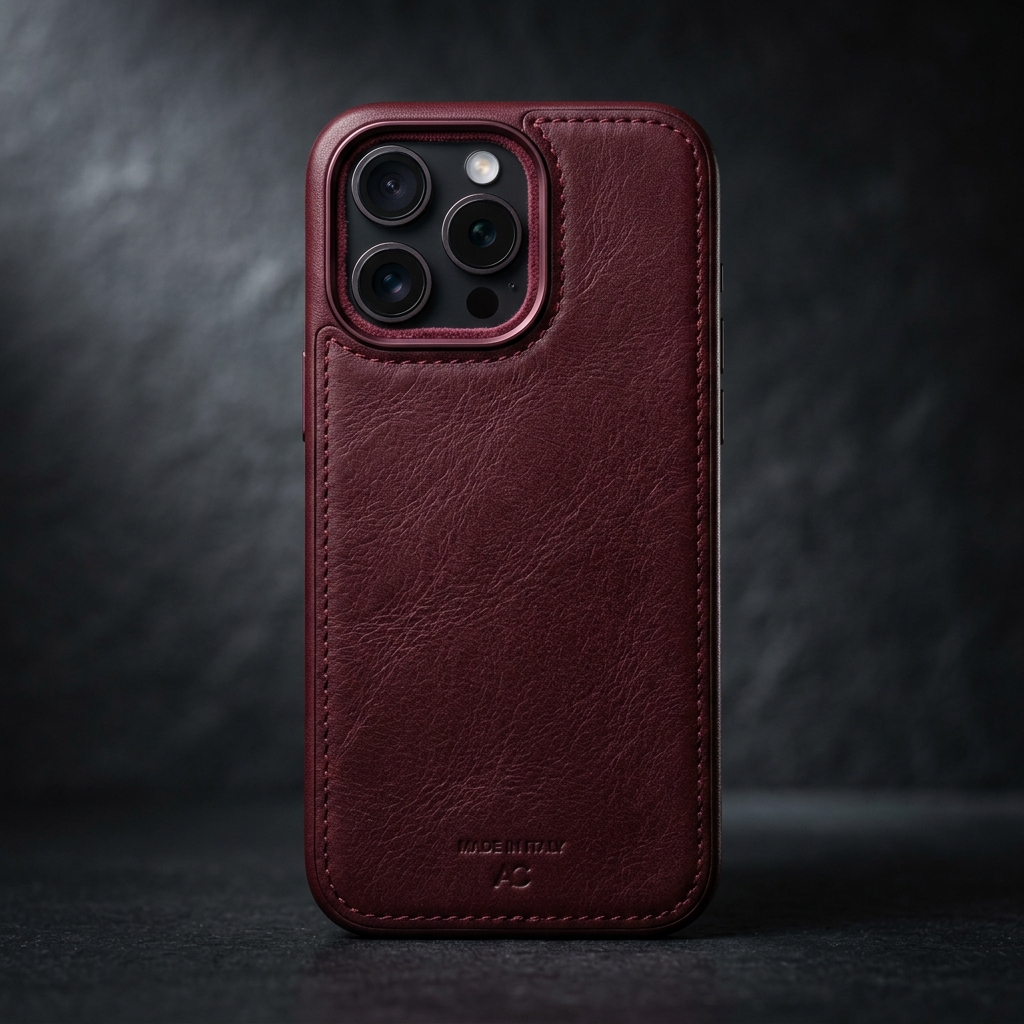 Funda de Cuero Italiano Borgoña Vino Tinto